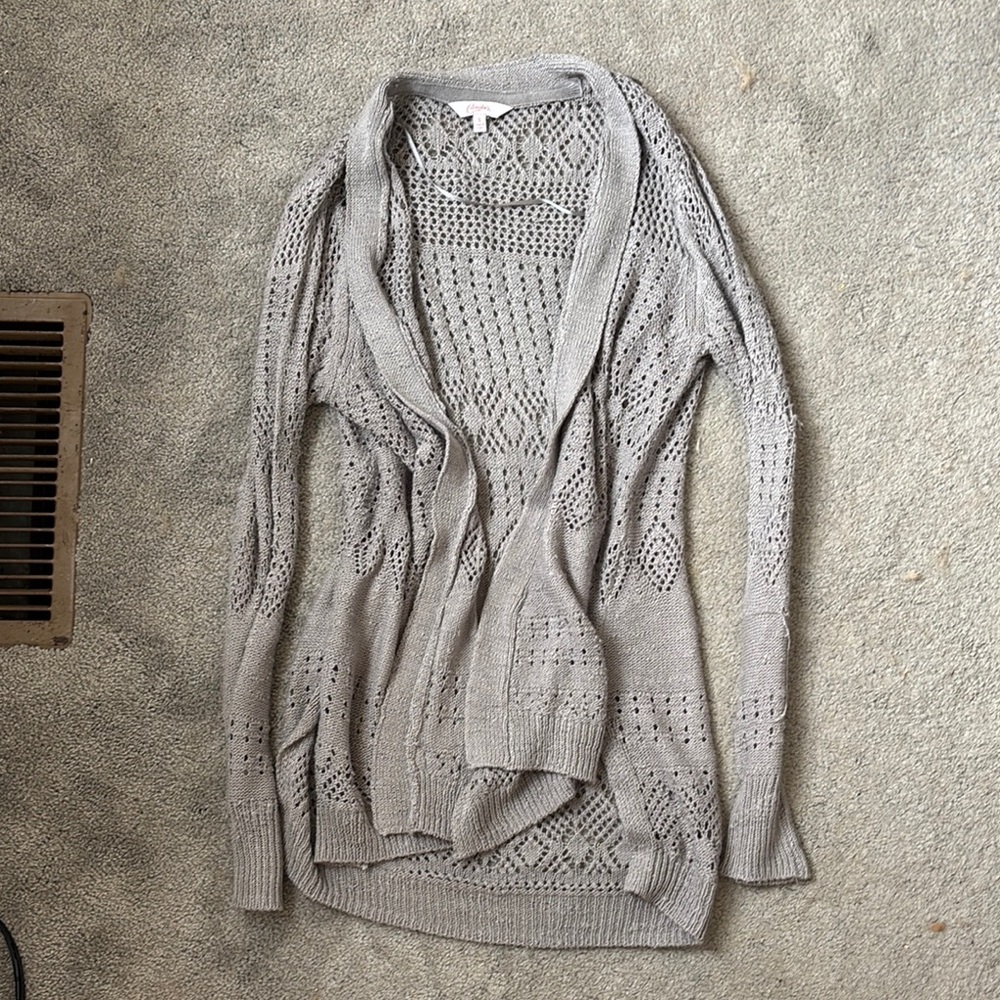 Gray Open-Knit Women's Sweater